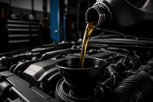 Oil being poured into a car