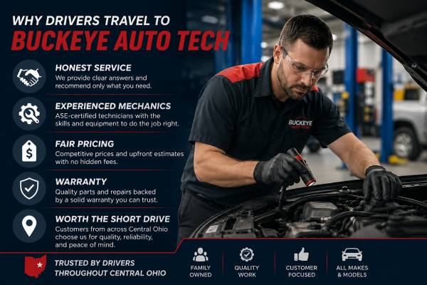 An automotive technician doing service on a vehicle engine