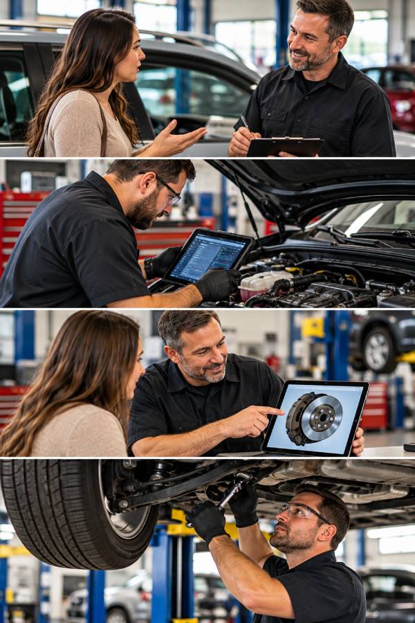 A collage of auto repair images working for clients in Bexley, Ohio